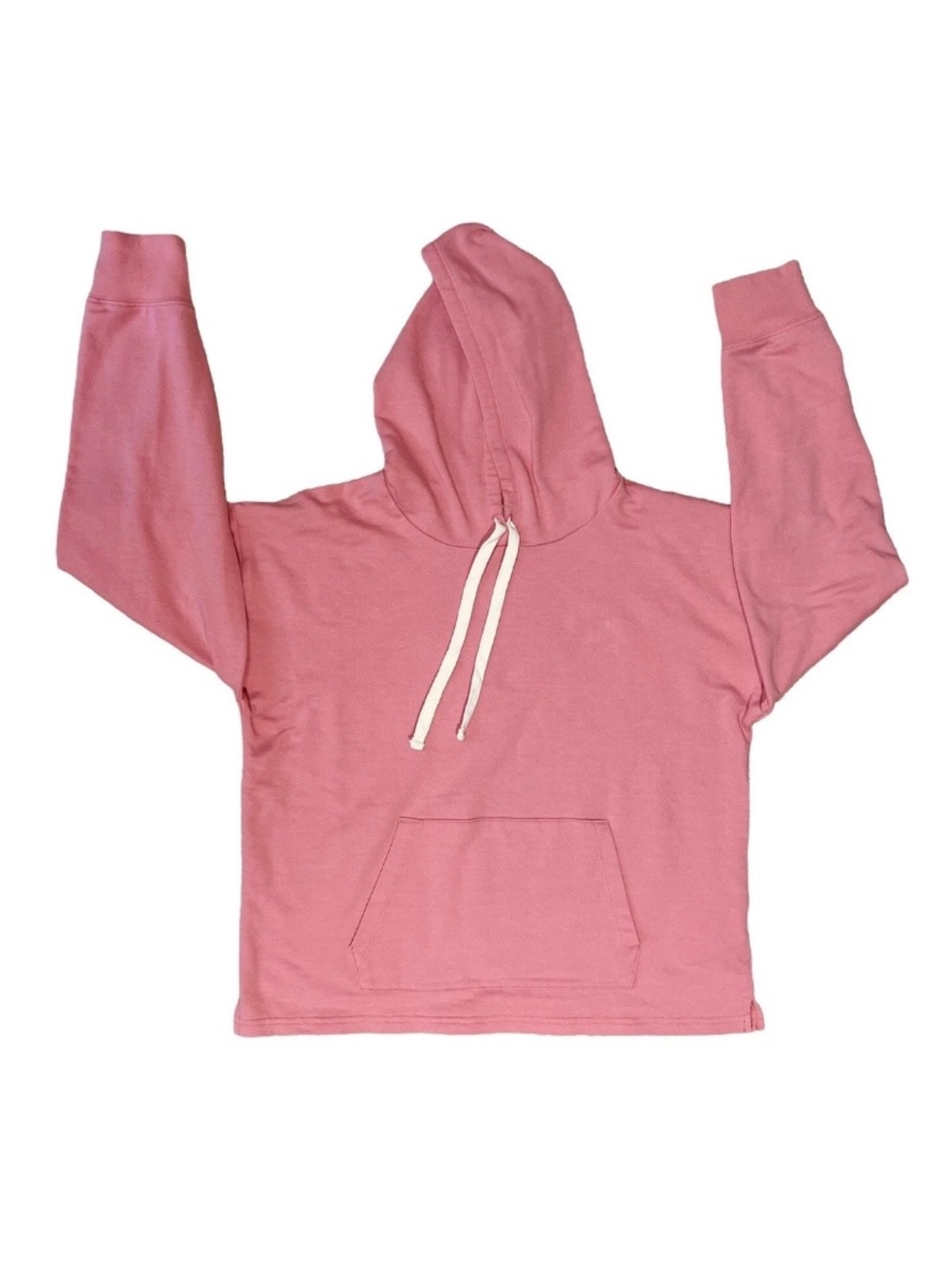 J.Crew Rose Pink Relaxed Knit Pullover Hoodie Sweatshirt Size S EUC